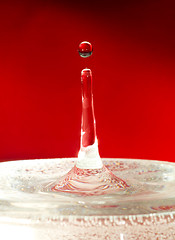 Image showing Falling water droplets column