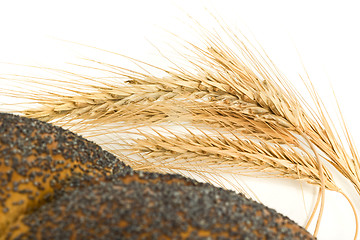 Image showing Closeup of wheat corn and bagel  isolated