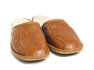 Image showing Brown mens house slippers 