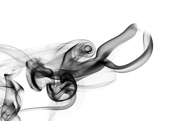 Image showing Black abstract fume curves on white 