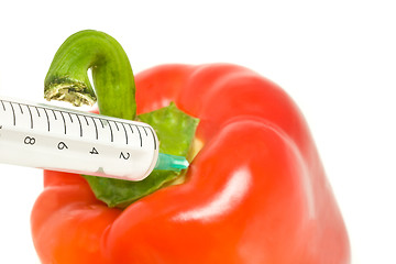 Image showing Genetically modified products - pepper and syringe