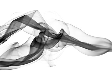 Image showing Black smoke Abstract waves on white