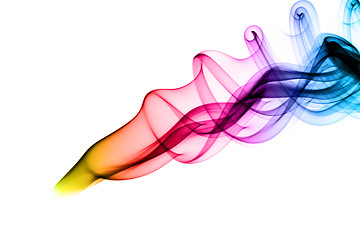 Image showing Bright colorful fume abstract shapes over white