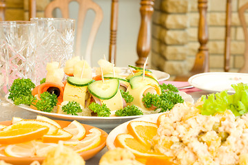 Image showing Tasty canape. Banquet in the restaurant