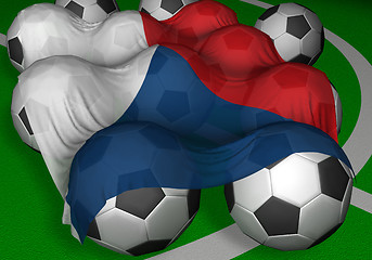 Image showing 3D-rendering Czech Republic flag and soccer-balls