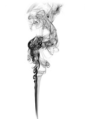Image showing Magic puff of abstract smoke over white