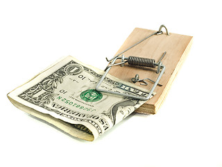 Image showing One Dollar in the mousetrap