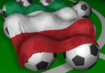 Image showing 3D-rendering Italy flag and soccer-balls