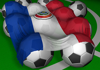 Image showing 3D-rendering Paraguay flag and soccer-balls