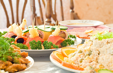 Image showing Tasty Canape. Banquet in the restaurant