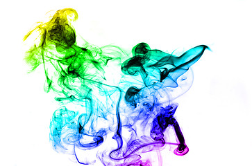 Image showing Abstract colorful smoke shape over white