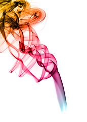 Image showing Bright colorful fume abstract shapes over white