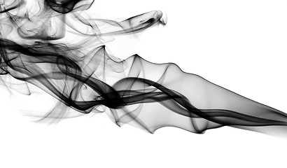 Image showing Black Abstract smoke curves on white