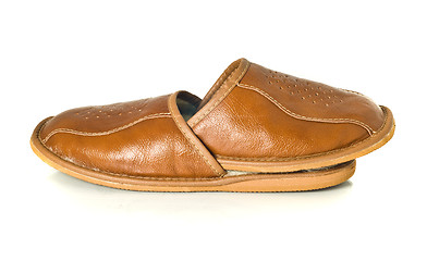 Image showing Brown house slippers isolated over white 