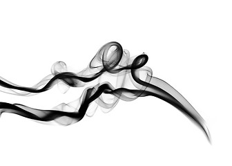 Image showing Abstract Black fume shapes over white