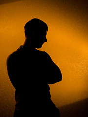 Image showing Thinking of something. silhouette of man