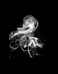 Image showing Abstract white smoke shape over black