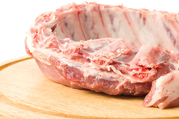 Image showing Closeup of Pork ribs on hardboard