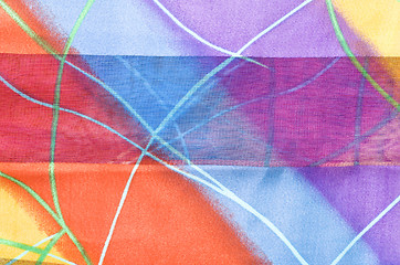 Image showing Beautiful fabric with colorful stripes