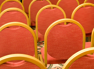 Image showing Rows of red Chairs in the conference hall