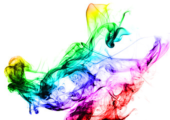 Image showing Colored with gradient abstract fume shape over white