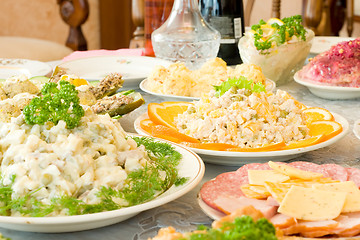 Image showing Salad with oranges. Banquet in the restaurant