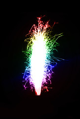 Image showing Bright colored birthday fireworks candle