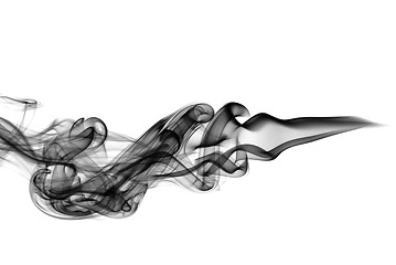 Image showing Abstract black smoke waves over white