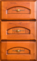 Image showing Three wooden drawers