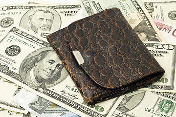 Image showing Save the money - old wallet, US dollars 