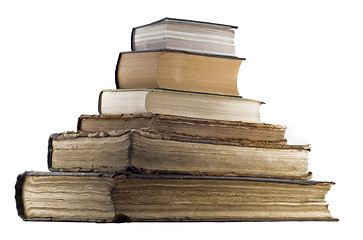 Image showing Pyramid pile of old books