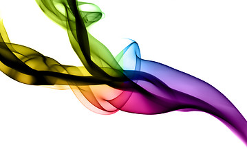 Image showing Abstract colorful fume shapes on white