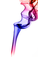 Image showing Bright colorful fume abstract shapes over white