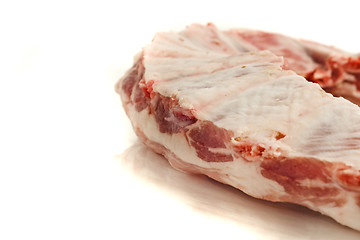 Image showing Pork ribs and meat isolated over white