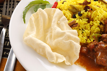 Image showing Pappadum With Curry