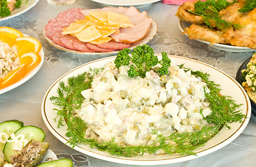 Image showing Banquet in the restaurant - Russian salad