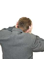 Image showing Trouble - Back of depressed businessman isolated