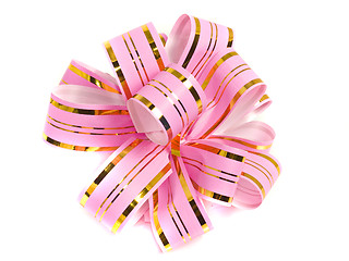 Image showing Pink stripy holiday ribbon for presents and gifts