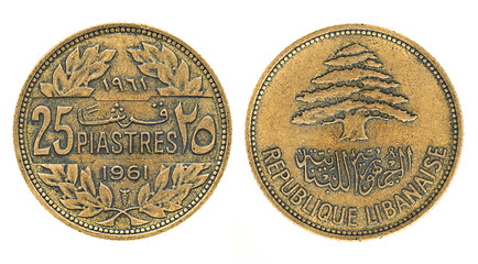 Image showing 25 piastres or piasters - money of Lebanon