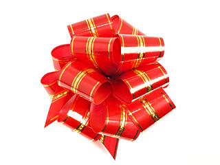 Image showing Red stripy holiday ribbon for presents and gifts 