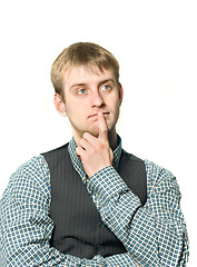 Image showing Curious businessman