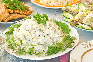 Image showing Banquet in the restaurant, Russian salad