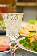 Image showing Banquet in the restaurant - crystal wineglass
