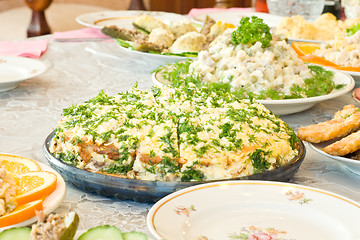 Image showing Tasty pie. Banquet in the restaurant