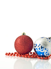 Image showing Xmas and New Year greetings - colorful decoration balls