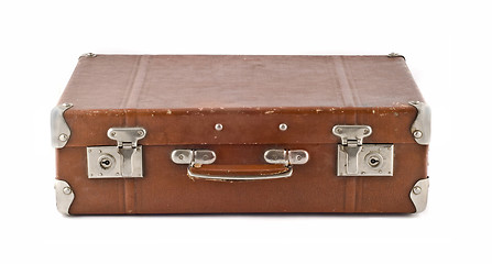 Image showing Travel  - old-fashioned scratched suitcase (trunk)