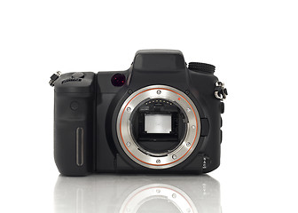 Image showing Front view of professional Dslr camera body and its mirror