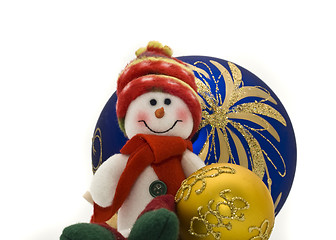 Image showing Cute Cuddly Christmas toy with colorful New Year Balls