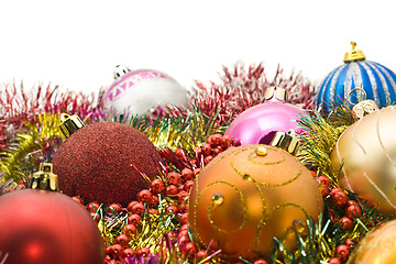 Image showing Group of Beautiful Christmas decoration balls 