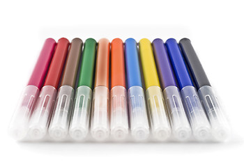 Image showing Colorful felt-tip markers (pen) over white